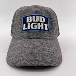 Bud Light‎ Gray Heathered Baseball Cap H3 Headwear Adjustable Hat